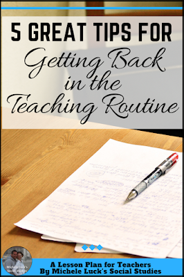 Great ideas on helping teachers get back in the routine to work after summer break from school. The 5th idea is the one I use the most!