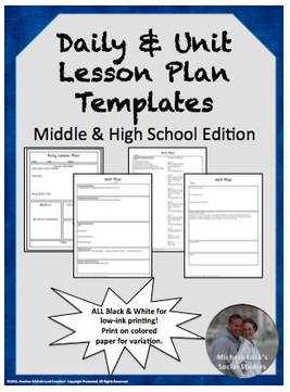 https://www.teacherspayteachers.com/Product/Lesson-Unit-Plan-Templates-for-Middle-or-High-School-15704