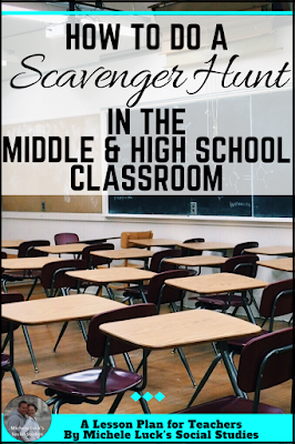 Great how-to tips and ideas for teachers doing scavenger hunt activities in the middle or high school classroom. Fun for students and filled with content for learning! Check out how easy it is to do!