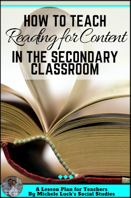 Ideas and tips on how To teach reading for content and comprehension in the middle or high school Social Studies classroom. You'll love the easy to use strategies and the acronym activities!