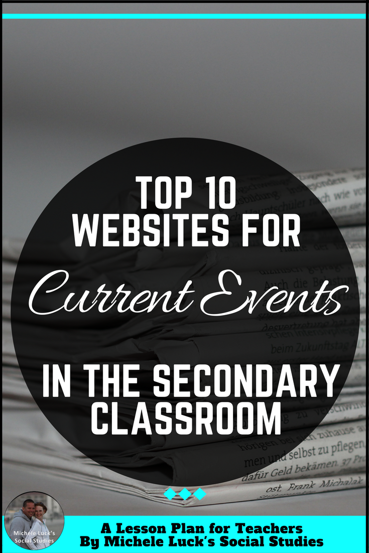 Top 15 Websites for Teaching Current Events Websites in the Secondary Social Studies Classroom with ideas for using and organizing the sites for easiest student use. The fifth one is my favorite for Social Studies news!