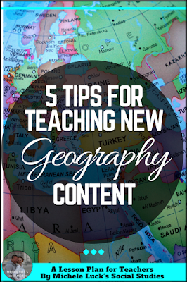 Easy to implement ideas and tips for Teaching Geography in the middle or high school classroom with lesson plan suggestions, websites to use, and activities to make learning more engaging. This part of the series focuses on introducing content.