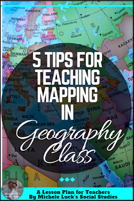 Easy to implement ideas and tips for Teaching Geography in the middle or high school classroom with lesson plan suggestions, websites to use, and activities to make learning more engaging. This part of the series focuses on mapping practice.