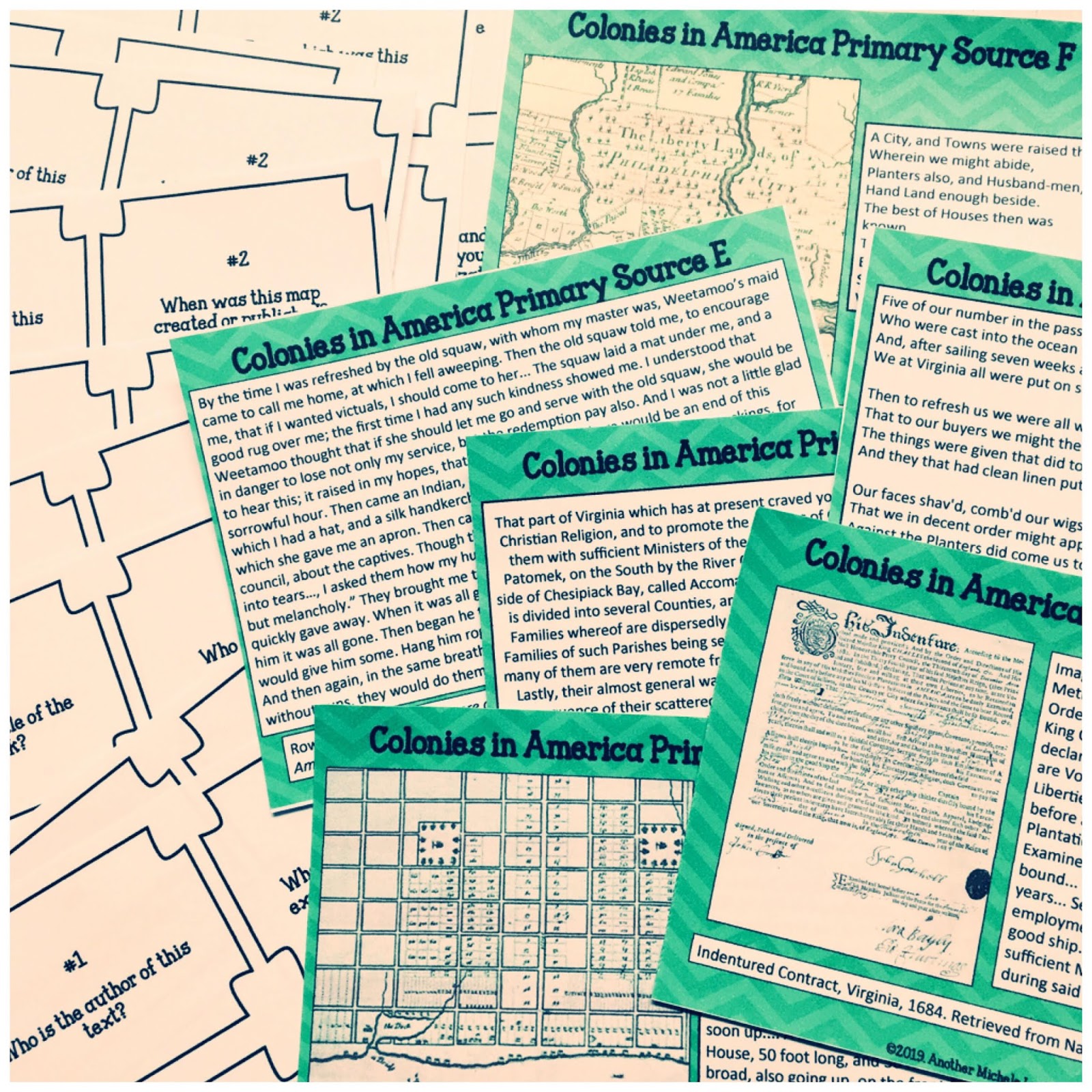 Elementary school teachers, Explore Early America with your students while analyzing primary sources, using task cards to encourage inquiry, and facilitating group collaboration. #elementaryteachers #teachinginquiry #criticalthinking #primarysourceanalysis